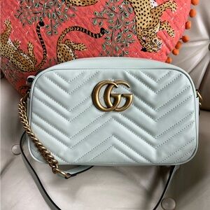 ✨ Like New! Gucci 💚 Mint GG Marmont Matelassé Crossbody Bag with new Dust Bag
